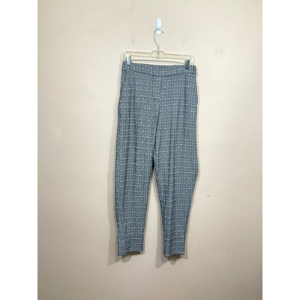 Balossa Womens Plaid Straight Leg Tapered Pants 12 Gray Preppy Academia Career